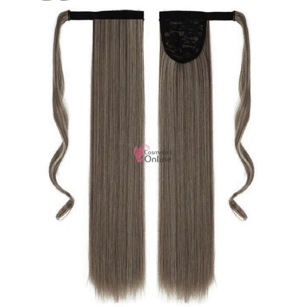 Extensie de par coada cu clema si arici dreapta de 55 cm cod SI66M4613 Cenusiu Mixt